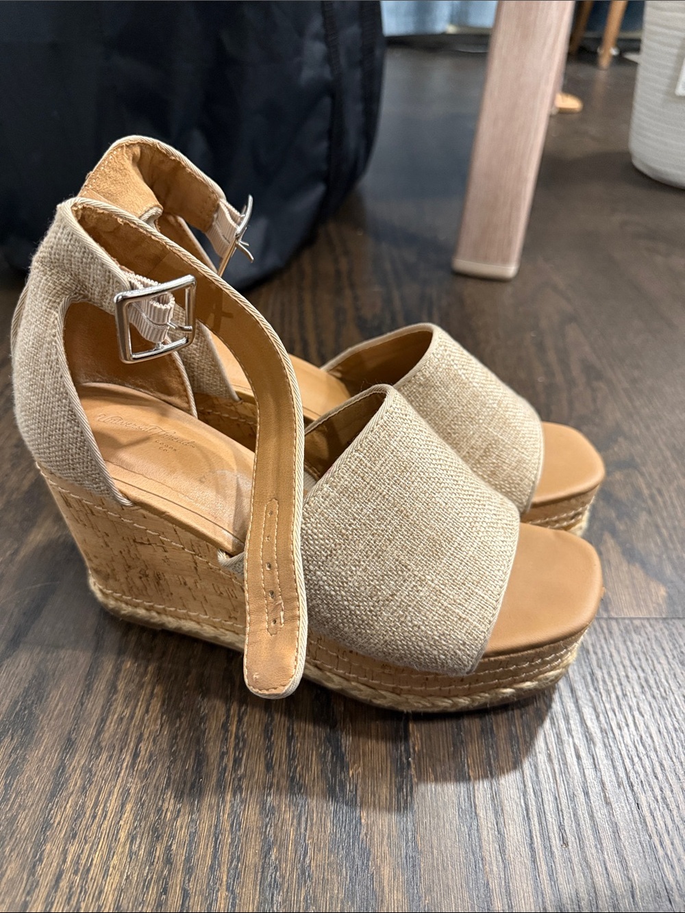 Women’s Beige Espadrille Wedge Sandals with Ankle Strap - Universal Thread